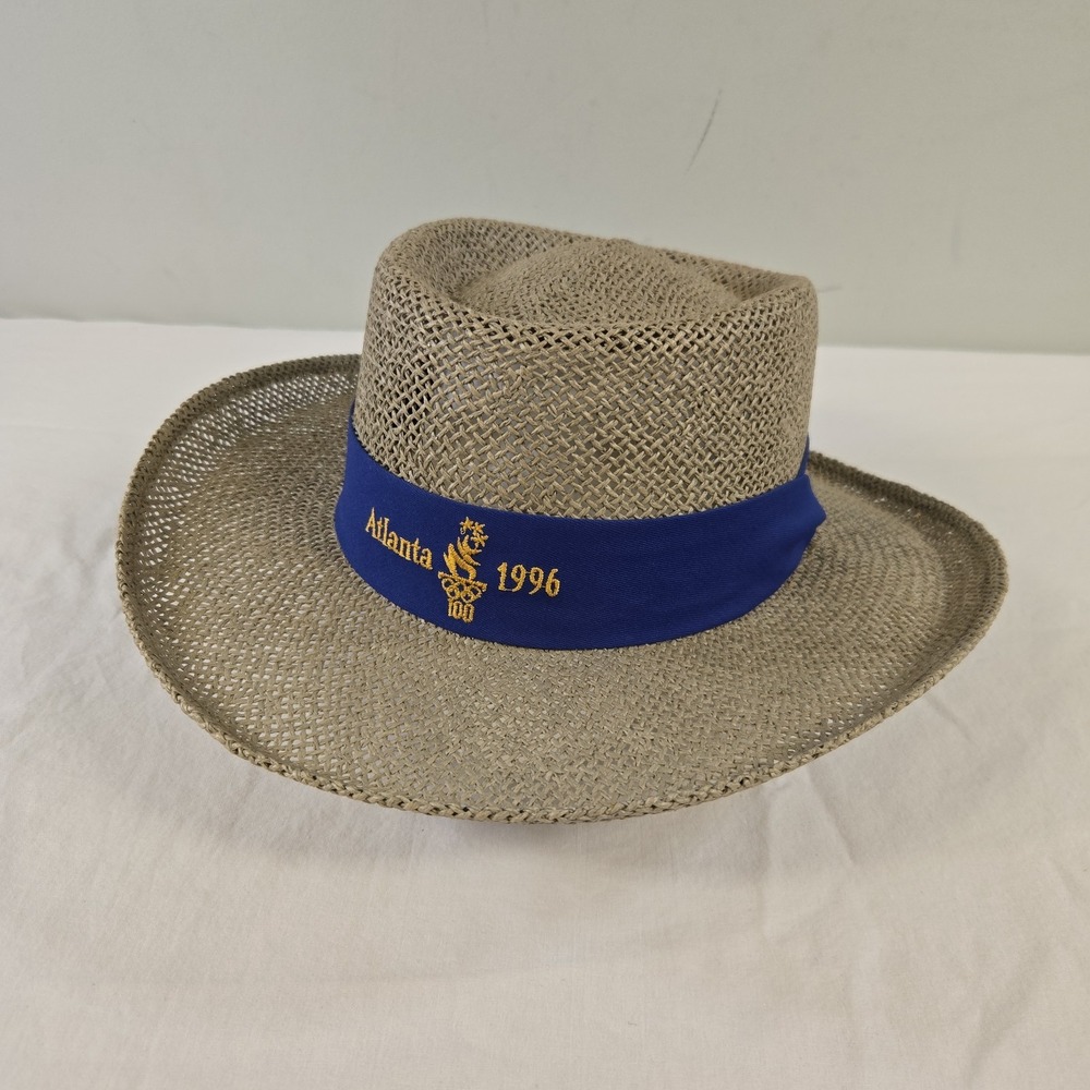 Vintage 1996 Atlanta Olympics Hanes Volunteer Straw Hat Cap Fedora Size Large